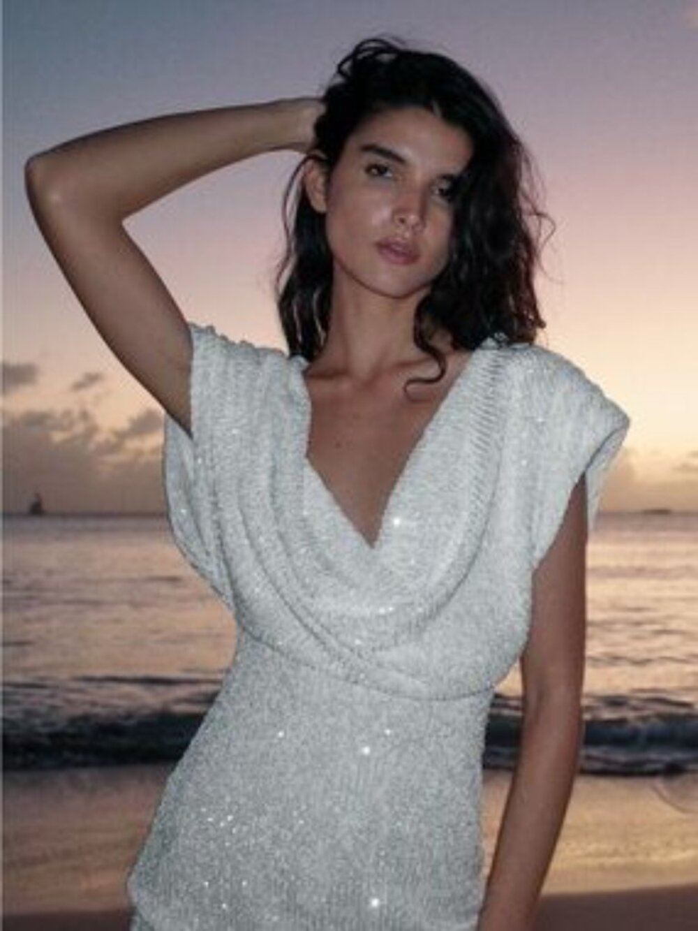 ZARA White Sequin Dress